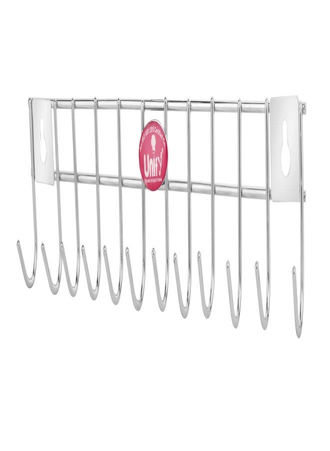 Unify Stainless Steel Cloth Hanger for Wall 12 Hooks, Door Mounted Hook Rail, Wall Hook, Towel Hooks, Bathroom Hanger, Kitchen Tools Hanging, Small (14.5 Inch), Silver - Image 1